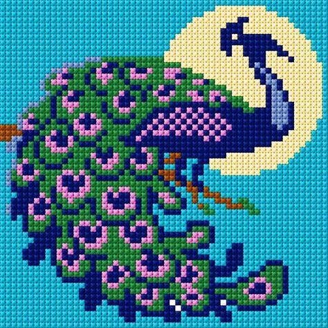 Cross Stitch Peacock, Cross Stitch Calculator, Cross Stitch Border Pattern, Bead Crochet Patterns, Tapestry Crochet Patterns, Pola Kristik, Bead Embroidery Patterns, Disney Cross Stitch, Cross Stitch Patterns Flowers