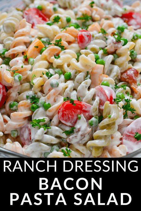 This Bacon Pasta Salad with Ranch Dressing is an easy meal you can bring to your next potluck or gathering, filled with texture and flavor. Pasta Salad Ranch, Pasta Salad With Ranch Dressing, Pasta Salad With Ranch, Salad Ranch, Salad With Ranch Dressing, Salad With Ranch, Bacon Pasta Salad, Bacon Ranch Pasta, Bacon Ranch Pasta Salad