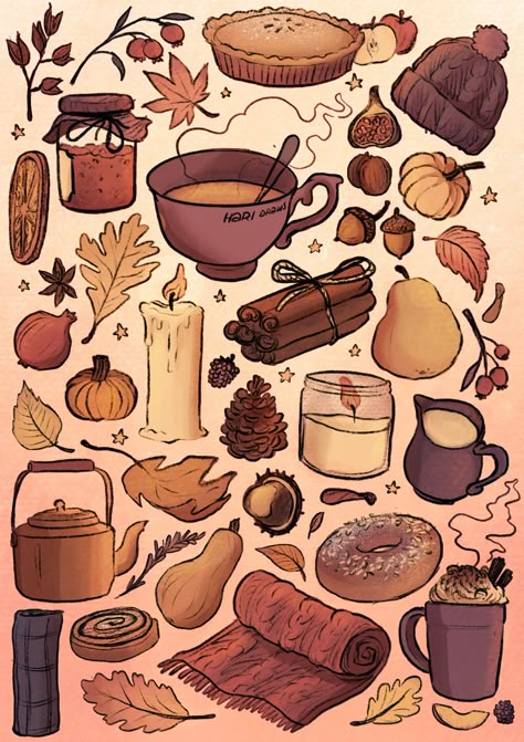 I Want To Live Simply — haridraws:  trying out sketching in procreate... Autumn Vibes, Autumn Halloween, Autumn Aesthetic, Fall Aesthetic, Fall Vibes, Spooky Season, Autumn Fall, Fall Halloween, Drawing Ideas