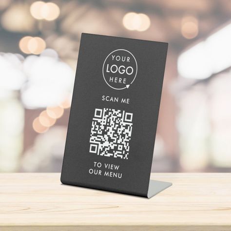 Menu Logo, Tabletop Signs, Lightroom Tutorial, Business Promotion, Black Business, Logo Black, Qr Codes, Business Signs, Packaging Labels