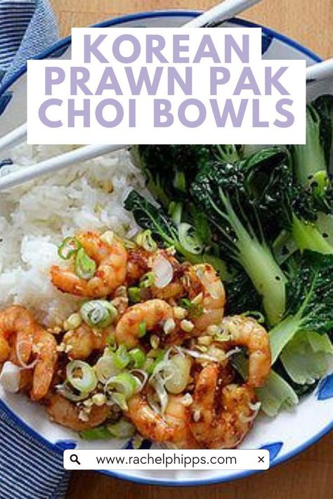 These tasty Korean prawn bowls are also great served cold for a packed lunch. The sesame pak choi I promise you will also become your go-to Asian side. Prawn Rice, Honey Sesame, Takeout Food, Pak Choi, Packed Lunch, Black Sesame Seeds, Asian Grocery, Jasmine Rice, Rice Bowl