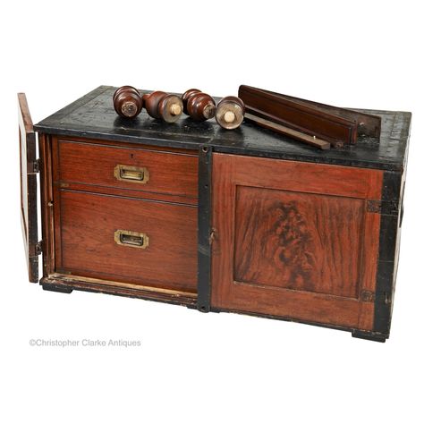 Campaign Chest, Stow On The Wold, Campaign Furniture, Iron Handles, Army & Navy, Metal Straps, Small Drawers, Bedside Cabinet, The Army