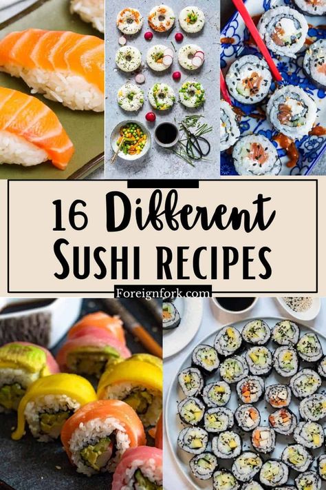 Salmon Sushi Recipes, Different Sushi, Making Sushi At Home, Homemade Sushi Rolls, Sushi Guide, Traditional Sushi, Sushi Recipes Homemade, Making Sushi, California Rolls