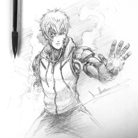 Artist: Itsbirdy | One Punch Man | Genos One Punch Man Genos, Soul Eater, Punch Man, One Punch, S Class, Cool Art Drawings, Male Art, One Punch Man, Pencil Sketch