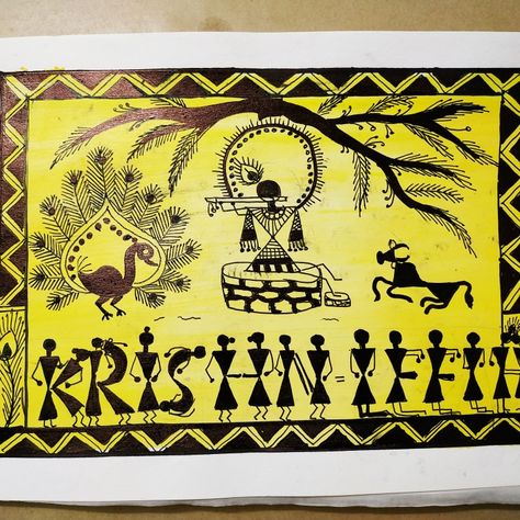 Warli Motifs, Diwali Artwork, Saura Art, Painting Krishna, Warli Paintings, Worli Painting, Warli Painting, Warli Art, Abc Art