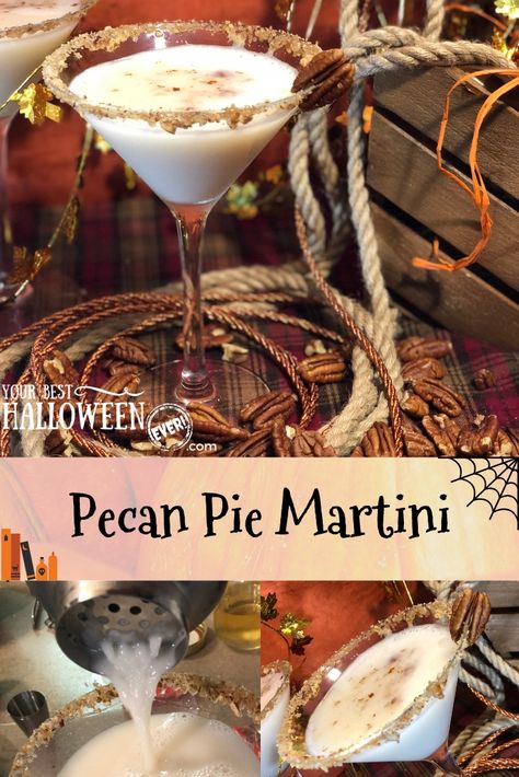 Turn one of your favorite fall pies into a delicious cocktail with this Pecan Pie Martini recipe! Drink Shaker, Butterscotch Syrup, Fall Pies, Halloween Craft Projects, Pie Flavors, Vodka Recipes, Martini Recipe, Halloween Baking, Vanilla Vodka