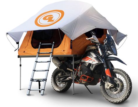 Motorcycle Roof (Seat) Top Tent :: News - Expedition Portal Adventure Motorcycle Camping, Motorcycle Tent, Motorcycle Campers, Camper Trailer For Sale, Motorcycle Camping Gear, Diy Motorcycle, Expedition Portal, Motorcycle Trailer, Motorcycle Camping