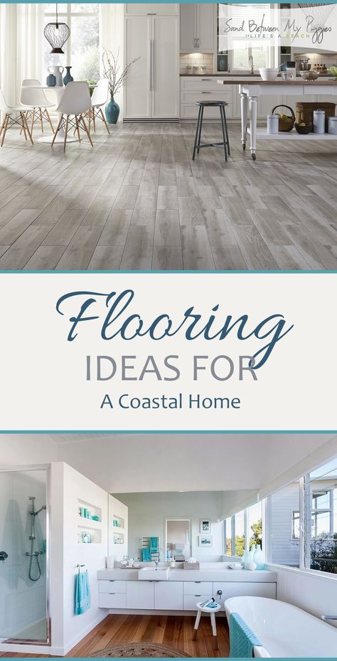 When designing your beach house, it can be tricky finding the perfect flooring to match your vision. These flooring ideas for a coastal home are just what you need! There are a variety of ideas so there is sure to be something to fit your needs! Check them out! #costalhome #costaldesign #coastal #design #flooring Coastal Flooring Ideas, Farmhouse Coastal Kitchen, Farmhouse Coastal Decor, Beach House Flooring, Coastal Flooring, Farmhouse Coastal, Coastal Bathrooms, Organizing Hacks, White Oak Floors