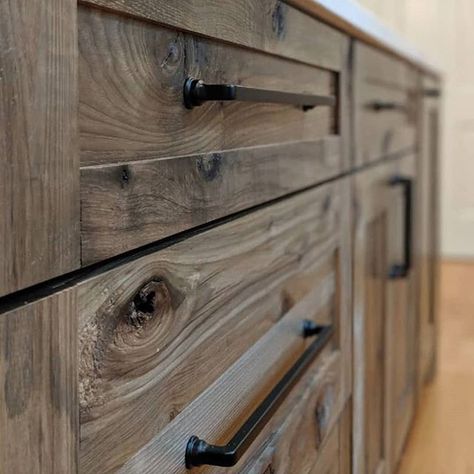 Reclaimed Wood Cabinets, Barnwood Kitchen Cabinets, Wood Grain Cabinets, Rustic Hickory Cabinets, Woodland Cabinetry, Mexican Ranch, Reclaimed Wood Cabinet, Loft Style Living, Composite Veneers