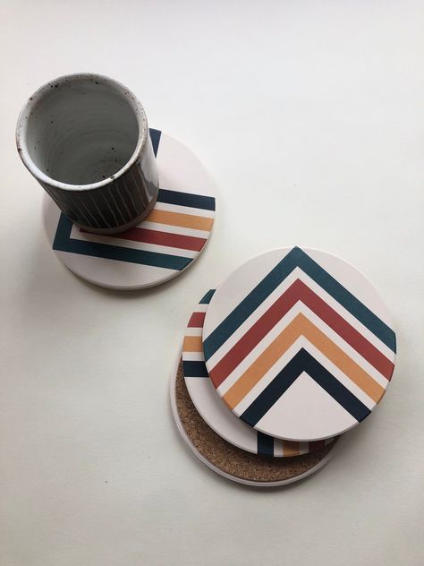 10 Stunning Air Dry Clay Coaster Designs to Try Today Geometric Coaster, Candle Lid, Modern Coasters, Coaster Art, Coaster Crafts, Cute Coasters, Absorbent Coasters, Art And Craft Design, Pottery Crafts