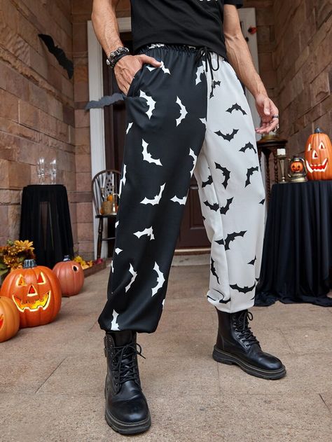 Free Returns ✓ Free Shipping On Orders $49+ ✓. Men Two Tone Halloween Print Sweatpants- Men Sweatpants at SHEIN. Halloween Inspired Outfits, Halloween Fashion Outfits, Cute Kawaii Outfits, Men Sweatpants, Skater Vibes, Creative Outfits, Halloween Men, Printed Sweatpants, Halloween Fashion