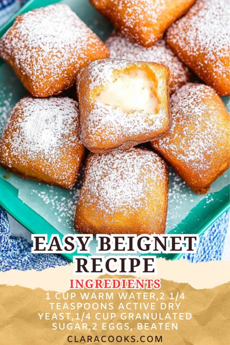 Easy Beignet Recipe Easy To Make Desserts Simple, Begniets Recipes Easy, Easy French Dessert Recipes, Begniets Recipes, Easy Sweet Treats Quick, Cookist Wow Recipes, Easy Dessert Recipes With Few Ingredients, Dessert Recipes For Beginners, Easy Beignet Recipe