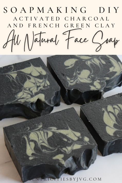 Learn how to make an all natural cold process face soap perfect for a lovely skin. How to make natural face soap. DIY natural face soap for acne, with activated charcoal and French green clay This is a simple natural face soap DIY that uses only natural ingredients such as essential oils for the scent and charcoal and clays for colors. Perfect DIY natural face soap bar for a lovely skin. All natural face soap with activated charcoal and French Green clay DIY. Face Soap Recipe, Clay Soap Recipe, Cold Process Soap Techniques, Facial Soap Recipe, Natural Face Soap, French Green Clay Soap, Charcoal Face Soap, Homemade Cold Process Soap, Face Soap Bar