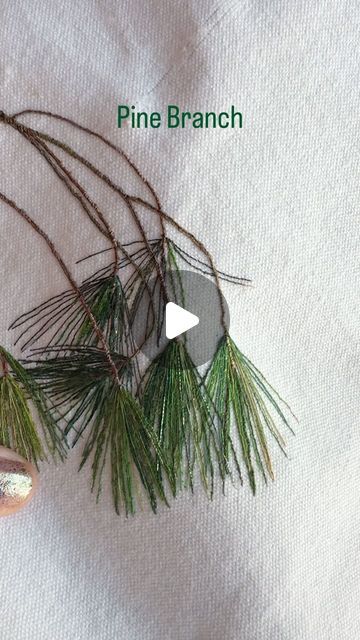 Branch Embroidery Tutorial, Evergreen Tree Embroidery, Katrin Vates Embroidery, Embroidery Mistletoe, Pine Cone Embroidery, Pine Tree Embroidery, Hoop Crafts, Embroidery Hoop Crafts, Embroidery Lessons