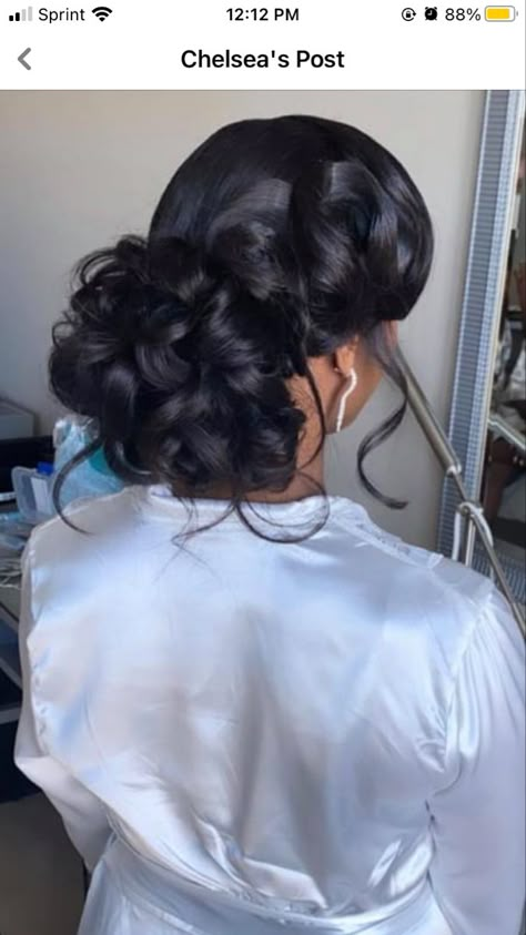 Up Do Wedding Hairstyles Black Women, Bride Sew In Hairstyles, Black Hollywood Hairstyles, Bride Bun Hairstyles Black Women, Wedding Hairstyles Wig, Wedding Buns For Black Women, Black Prom Hairstyles Updo, Black Girls Hairstyles Updo, Low Messy Bun Wedding Hair Black Women