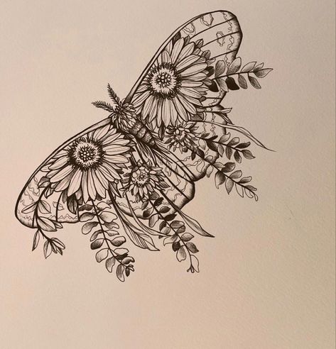 Beehive And Flowers Tattoo, Epelipsy Tattoo, Intricate Flower Drawing, Moth Tattoo Feminine, Beautiful Moth Tattoo, Underbum Tattoos Women, Moth Tattoo Inner Elbow, Earthy Tattoo Designs, Moth Ribcage Tattoo