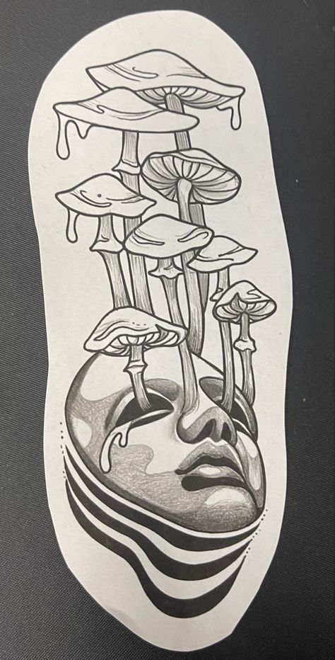 trippy art of melty face with mushrooms coming out of the head Bedroom Art Painting, Funny Airport Signs, Airport Signs, Trippy Drawings, Mushroom Drawing, Moon Tattoo Designs, Psychadelic Art, Crazy Ideas, Photos Of People