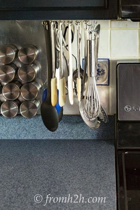 diy rotating cooking utensil storage rack, diy, kitchen design, organizing, storage ideas, woodworking projects Kitchen Countertop Organization Ideas, Ikea Rack, Cooking Utensil Storage, Ikea Spice Rack, Space Saving Shelves, Diy Rack, Kitchen Utensil Storage, Kitchen Countertop Organization, Affordable Storage