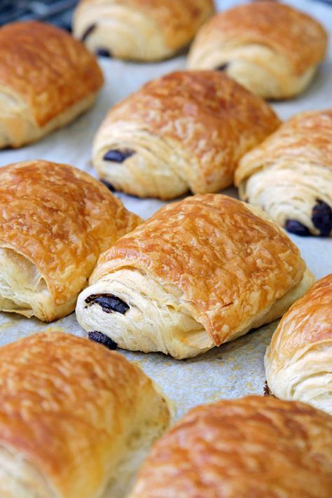 Chocolate Croissants, Puff Pastry, Pastry, Baking, Pain Au Chocolat