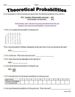 Theoretical Probability Ready To Go Activity With Dice Amber School, Math Probability, Probability Lessons, Probability Activities, Simple Probability, Theoretical Probability, Probability Math, Teaching Subtraction, Probability Worksheets