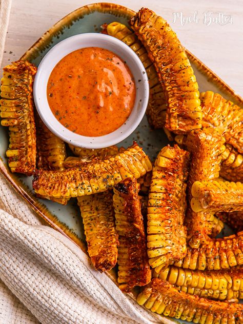 Spicy Corn Ribs is a dish made from sweet corn which is cut lengthwise like ribs and then cooked with spicy, delicious spices. Spicy Corn Ribs, Butter Shrimp Pasta, Corn Ribs, Garlic Butter Shrimp Pasta, Unique Appetizers, Spicy Corn, Grilled Recipes, Potato Snacks, Spicy Seasoning