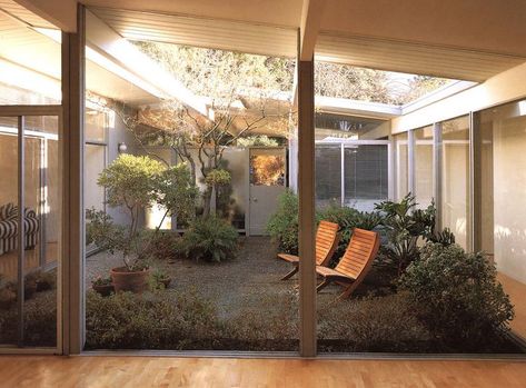 Classic Mid-Century Modern Home ~ All the glass & sunshine Inside Of A House, Eichler Atrium, Joseph Eichler, Garden Walkways, Atrium House, Eichler Homes, Internal Courtyard, Mid Century Architecture, Casa Container