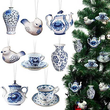 Amazon.com: 32 Pieces Chinoiserie Ornaments Blue and White Porcelain Christmas Wooden Ornaments Teapot Ornament Blue Bird Christmas Ornaments Tea Ornament Christmas Hanging Pendant Wooden for Christmas Tree Decor : Home & Kitchen Blue And White Porcelain Pattern, Chinoiserie Ornaments, Teapot Ornament, Porcelain Pattern, Nutcracker Decor, Chinoiserie Christmas, Bird Christmas Ornaments, Porcelain Christmas Ornaments, Blue White Decor