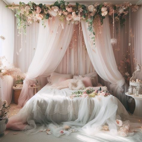 Ethereal Bedroom Aesthetic, Fairy Bedroom Ideas For Adults, Fairy Tale Bedroom, Fairy Bedroom Ideas, Bridal Bedroom, Bedroom Ideas For Adults, Ethereal Decor, Bedroom Inspiration Cozy, Fairy Bedroom