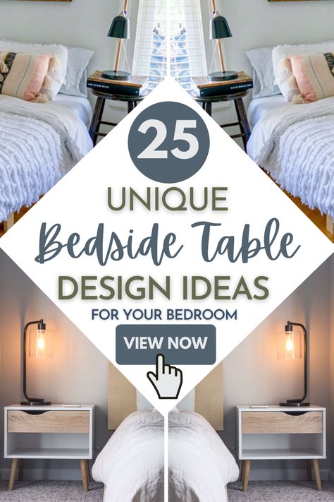 25 Unique and beautiful Bedside table design ideas for your bedroom décor. Complementing the best of bed design ideas and rugs. Explore the collection of wooden, laminated bedside tables and more #homedecor #table #bedroom #design #ideas # Bedside Table Ideas Wooden Bed, Bed And Bedside Table Ideas, Unique Bedside Table Ideas, Bedside Table Design Ideas, Side Table Decor Bedroom, Unusual Bedside Tables, Bedside Table Ideas, Unique Bedside Tables, Beautiful Bedside Tables