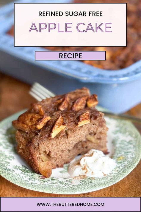 Our easy and healthier refined sugar free apple cake is pure perfection. Heathy substitutions with sugar substitutes and whole wheat flour add. up to a dessert you can feel good about. Sugar Free Apple Cake, Sugar Free Cake Recipes, Dessert Recipes Cookies, Fresh Apple Cake, Sugar Free Cake, Spiralizer Recipes, Apple Cake Recipes, Moist Cakes, Apple Cake