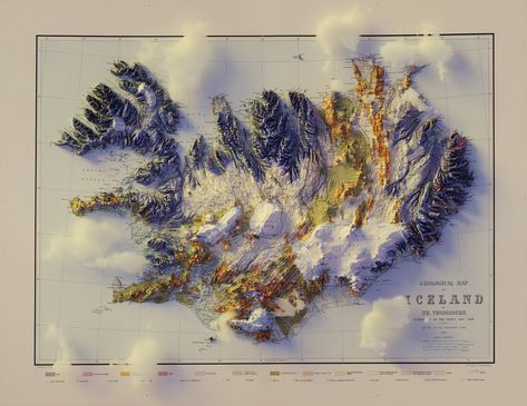 Sean Conway on Twitter: "1901 Geological Map of Iceland with a few decorator clouds.  Plus a few detail shots.  Surface source - Landmælingar Íslands Map source - Landsbókasafn Íslands Háskólabókasafn  #arcgispro #blender #iceland… https://t.co/w2StHMVVqD" Map Of Iceland, Budget List, Geological Map, Maps Aesthetic, Painted Animals, Cartography Map, Iceland Map, Iceland Vacation, Fantasy Map