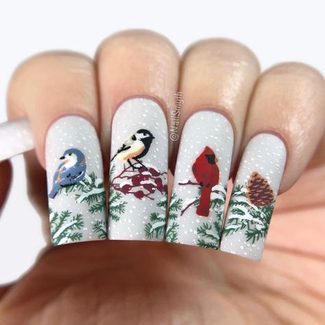 Marilynn (@nailsmyth) • Fotos e vídeos do Instagram Winter Nails Colors, Bird Nails, Gel Ideas, Looks For Winter, Unique Manicure, Subtle Nail Art, Snowflakes Art, Long Square Nails, Classy Yet Trendy