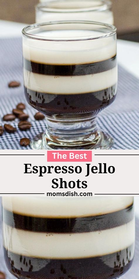 Martini Jello Shots, Coffee Jello Recipe, Coffee Jello Shots, Coffee Jello, Jello Cups, Espresso And Cream, Sweet Milk, Jello Shot Recipes, Coffee Shot