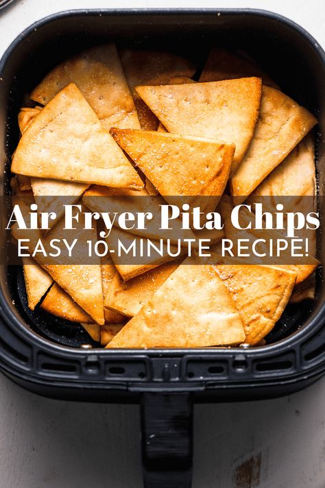 Air Fryer Pita Chips Pita Chips Recipe, Homemade Pita Chips, Homemade Pita, Whole Wheat Pita, Rose Recipes, Snack Craving, Pita Chips, Air Fryer Recipes Healthy, Homemade Snacks