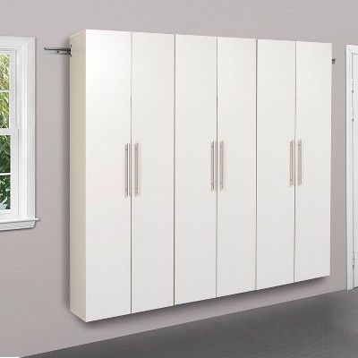 Utility Storage Cabinet, Large Storage Cabinets, Garage Storage Systems, Overhead Storage, Wood Storage Cabinets, Utility Storage, Garage Cabinets, White Laminate, Garage Ideas