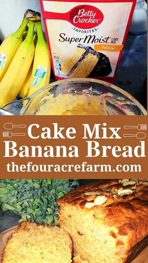 Cake Mix Banana Bread Recipe, All Recipes Banana Bread, Cake Mix Banana Bread, Banana Cake Mix, Yellow Cake Mix Recipes, Banana Cake Recipe Easy, Best Cake Mix, Recipes Using Cake Mix, Banana Bread Cake