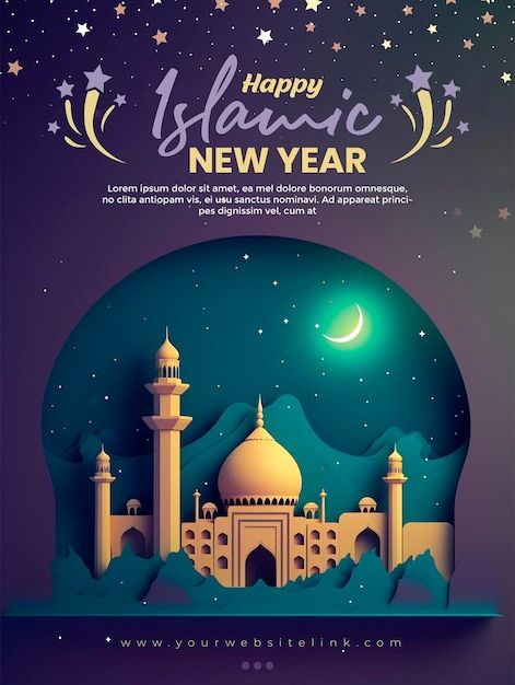 PSD happy islamic new year social media ... | Premium Psd #Freepik #psd #islamic-new-year #tahun-baru-islam #islamic-muharram #hijri-new-year New Islamic Year, Islamic New Year Creative Ads, Moharam Islamic New Year, Muharram New Year Wishes, Moharram Islamic New Year, Happy Muharram Islamic New Year, Happy Islamic New Year 1446, Hijri New Year, Happy Islamic New Year