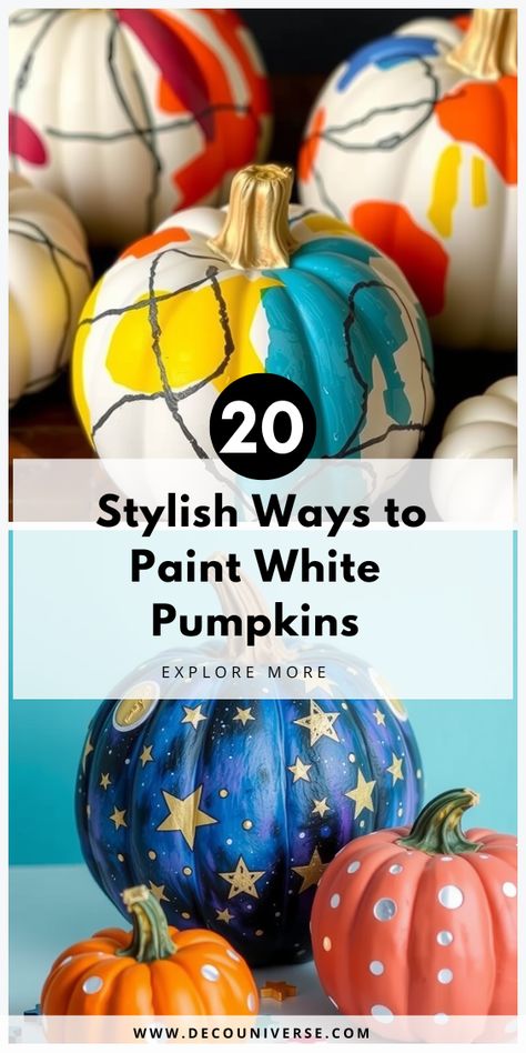 Customize your autumn decor with beautifully painted white pumpkins! These designs bring a festive touch and a hint of elegance to your fall setup. (Pin for decor ideas!) Christmas Pumpkin Painting Ideas, Christmas Pumpkins Painted, Christmas Pumpkin Painting, White Pumpkin Ideas, Painted White Pumpkins, White Pumpkin Painting Ideas, White Pumpkin Painting, Christmas Pumpkins, Pumpkin Painting Ideas