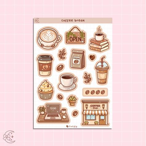 Printable Aesthetic Animal Stickers 👉 Click the link, Then Elevate Your Designs on the Site stickers printable birthday stickers printable cute animals cute animal stickers printable aesthetic stickers printable pink stickers printable vintage aesthetic stickers printable coffee stickers printable butterfly stickers printable anime stickers printable kpop stickers printable blue stickers printable tumblе vintage stickers printable coquette Sticker Sheet Template, Sticker Set Packaging, Aesthetic Stickers For Journal, Stickers Cafe, Cafe Items, Cute Handmade Stickers, Cafe Stickers, Cozy Stickers, Brown Stickers