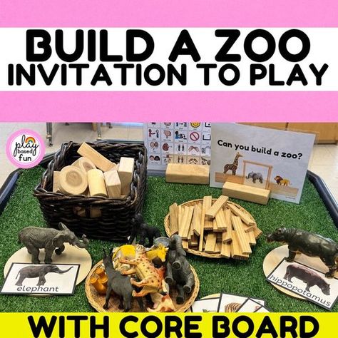 Zoo Animals Kindergarten Activities, Zoo Pretend Play Preschool, Invitation To Play Preschool, Jungle Activities For Toddlers, Zoo Theme Preschool Activities, Wild Animals Activities Preschool, Zoo Crafts Preschool, Zoo Sensory, Zoo Building