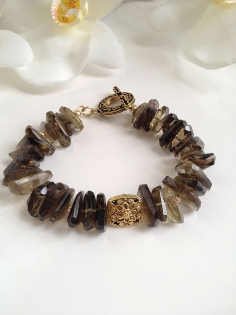 Smokey Quartz Chunky Bracelet Chunky Bracelet, Chunky Bracelets, Bracelet Ideas, Smokey Quartz, Statement Jewelry, Beaded Bracelets, Bracelet