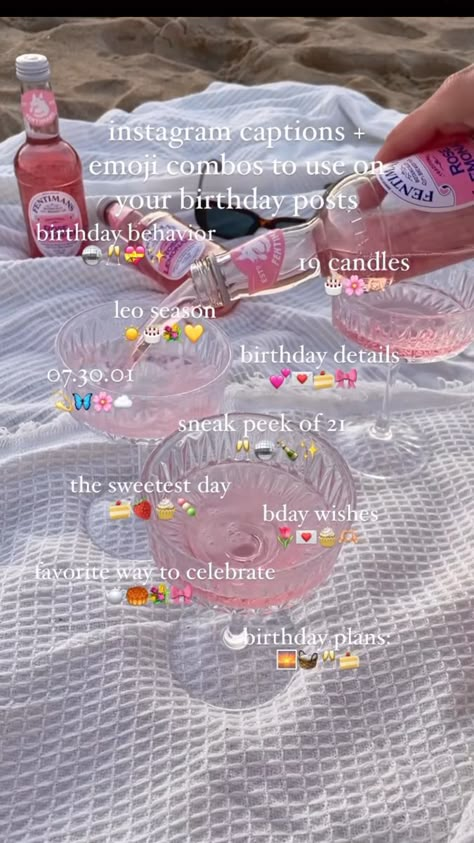 20 Birthday Captions Instagram, Instagram Captions Emoji Combos, Birthday Captions For Myself, 21st Birthday Captions, Cutie Quote, Birthday Captions Instagram, Clever Captions For Instagram, 21st Birthday Photoshoot, Birthday Drinks