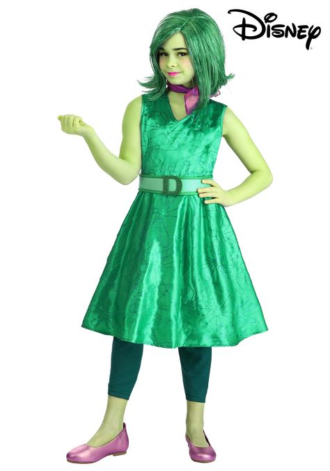 Girls Costume Ideas Kids 10-12, Disgust Inside Out Halloween Costume, Joy Inside Out Costume, Disgust Costume, Nacho Libre Costume, Toddler Elsa Costume, Inside Out Disgust, Inside Out Costume, Pixar Inside Out