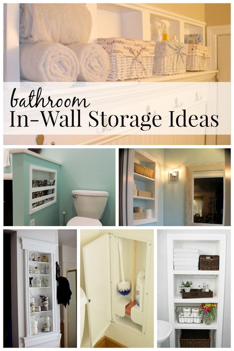 Storage Between Studs, Wall Cubby Storage, Wall Storage Ideas, Between Studs, Recessed Wall Niche, Recessed Storage, Storage Ideas For Small Spaces, Create Storage, Recessed Shelves