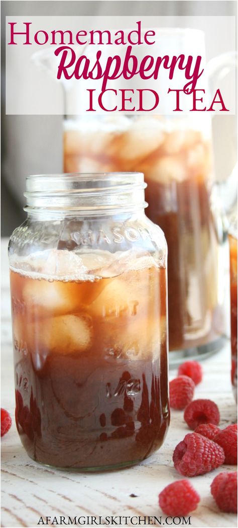 Raspberry Ice Tea Recipe, Iced Tea Recipes Homemade, Raspberry Iced Tea, Homemade Iced Tea, Tea Drink Recipes, Drinks Recipe, Winter Drink, Raspberry Tea, Tea Drinks