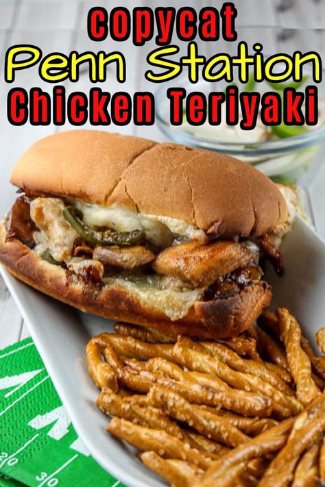 The Penn Station Chicken Teriyaki sub is one of my favorite Cincinnati area sandwiches and it is so delicious! It’s tangy and filled with chicken, veggies and – of course – cheese! You’ll love it! Penn Station Chicken Teriyaki, Chicken Teriyaki Sandwich Recipes, Chicken Teriyaki Wrap, Chicken Hoagie Recipes, Chicken Subs Recipes, Dinner Subs, Hot Subs Sandwiches Ideas, Chicken Teriyaki Sandwich, Teriyaki Sandwich