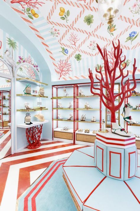 Italian Boutique, Fantasy Land, Store Interiors, Beach Boutique, Italian Home, Painted Ceiling, Stunning Interiors, Doha, Commercial Design