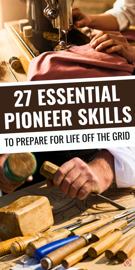 Ready for off-grid living? These 27 pioneer skills teach you the essentials of self-sufficiency, from growing food to water sourcing and DIY survival hacks. Great for homesteaders and those embracing resilience, these skills make it easy to live off the land. Save this pin for a guide to building a sustainable lifestyle off the grid. Off Grid Essentials, Living Off The Grid Homestead Survival Life Hacks, How To Start A Homestead, Off Grid Projects, Pioneer Lifestyle, Pioneer Skills, Homesteading Projects, Land Resources, Off Grid Kitchen