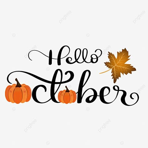 Hello October Month, October Lettering, October Clipart, Alphabet Ornaments, October Awareness Month, October Images, October Month, Arts Month, Fall Clip Art