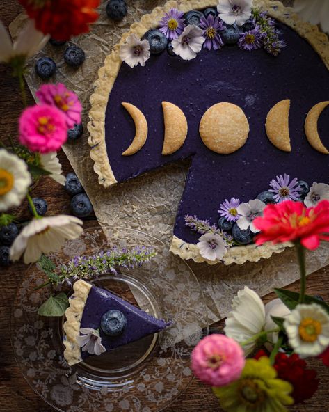 Blue Moon Milk Tart — Must Love Herbs Love Herbs, Calming Herbs, Wallpaper Food, Kitchen Witch Recipes, Moon Milk, Milk Tart, Moon Party, White Chocolate Ganache, Lotus Blossom